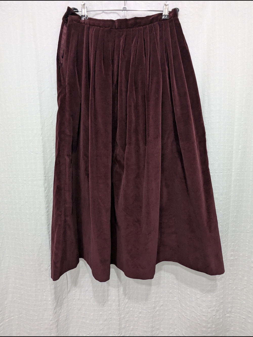 Ralph Lauren Vintage 90s Velvet Pleated Midi Skirt - Deep Plum - Picture 6 of 9